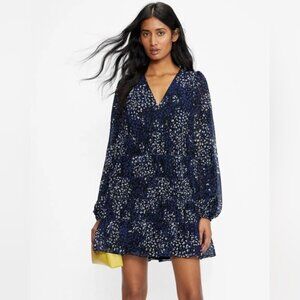 Ted Baker Sz 4 Trissa Tiered Swing Floral Cottagecore Blue Mini Dress
